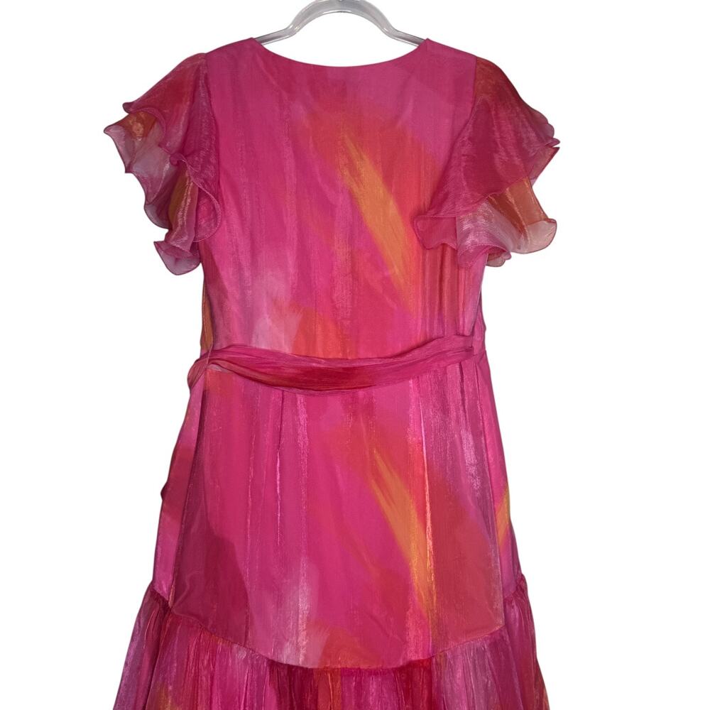 Hutch Anthropologie Watercolor Wrap Maxi Dress Pink Coral Yellow Small NWT - Picture 8 of 16